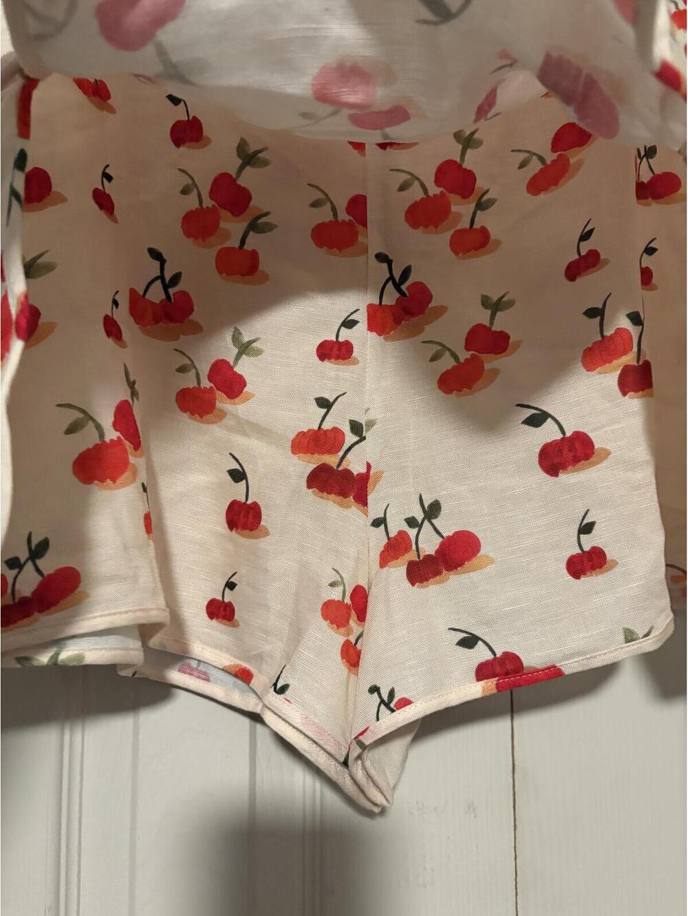 Farm Rio x Anthropologie Cherry Print Linen Blend Skort Cottagecore Coquette - Picture 3 of 7